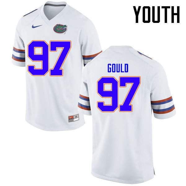 Youth NCAA Florida Gators Jon Gould #97 Stitched Authentic Nike White College Football Jersey QWV5865BF